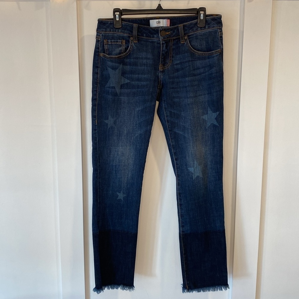 CABI star frayed hem slim straight boyfriend jeans